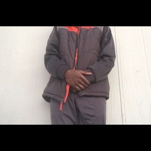 Pacific trail orange and grey puffer jacket